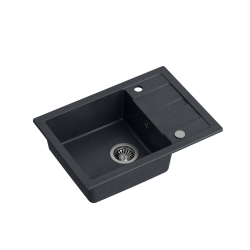 TOM 116 zlewozmywak granitowy czarny (62x44x17,5) + syfon + zaślepka
