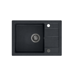 TOM 116 zlewozmywak granitowy czarny (62x44x17,5) + syfon + zaślepka