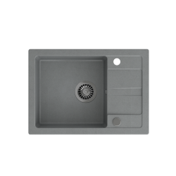 TOM 116 zlewozmywak granitowy szary (62x44x17,5) + syfon + zaślepka