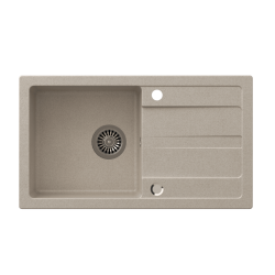 TOM 111 zlewozmywak granitowy beżowy (77x44x17,6)+ syfon + zaślepka