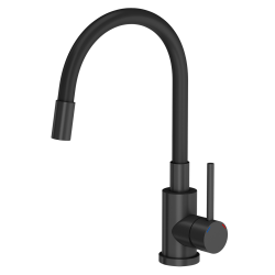 READY- MAX CZARNY zlewozmywak granitowy 1-k z/o (77x44x17,5) + bateria z elastyczną very black + dozownik very black + syfon very black