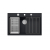 Zlewozmywak granitowy MARC 1-komorowy 76x50 cm czarny/pure carbon + elementy stal szlachetna