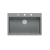 Zlewozmywak granitowy MARC 1-komorowy 76x50 cm szary/silver stone + elementy stal szlachetna