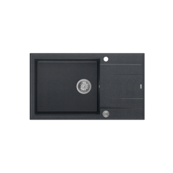 EVAN 136 XL GraniteQ zlewozmywak z syfonem Push To Open 1-komorowy z/o (860x500x210; kom. 420x490) black diamond / elementy stalowe