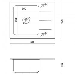 Ford 116 HardQ komora stalowa z czarnym blatem szklanym z syfonem Push 2 Open (620x500/R35)
