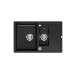 MORGAN 156 GraniteQ zlewozmywak pure carbon z syfonem Push To Open okrągły 1,5-komorowy z/o / stal szlachetna