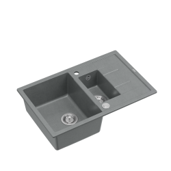 MORGAN 156 GraniteQ zlewozmywak silver stone z syfonem Push To Open okrągły 1,5-komorowy z/o / stal szlachetna