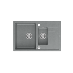 MORGAN 156 GraniteQ zlewozmywak silver stone z syfonem Push To Open okrągły 1,5-komorowy z/o / stal szlachetna