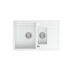 MORGAN 156 GraniteQ zlewozmywak snow white z syfonem Push To Open okrągły 1,5-komorowy z/o / stal szlachetna