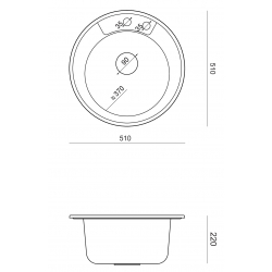 MORGAN 210 GraniteQ zlewozmywak black diamond z syfonem Push To Open stal szlachetna okrągły 1-komorowy b/o + zaczepy 3 szt
