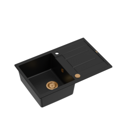 MORGAN 111 GraniteQ zlewozmywak pure carbon z syfonem Push To Open 1-komorowy z/o/ elementy miedziene