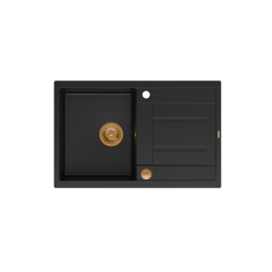 MORGAN 111 GraniteQ zlewozmywak pure carbon z syfonem Push To Open 1-komorowy z/o/ elementy miedziene