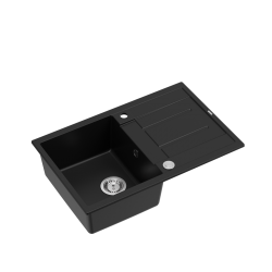 MORGAN 111 GraniteQ zlewozmywak pure carbon z syfonem Push To Open 1-komorowy z/o / elementy stal szlachetna