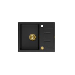 MORGAN 116 GraniteQ zlewozmywak pure carbon z syfonem Push To Open kol. złoty 1-komorowy z/o + zaczepy 4 szt