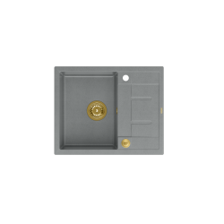 MORGAN 116 GraniteQ zlewozmywak silver stone z syfonem Push To Open kol. złoty 1-komorowy z/o + zaczepy 4 szt