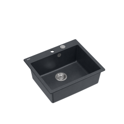MORGAN 110 GraniteQ zlewozmywak black diamond z syfonem Push To Open stal szlachetna 1-komorowy b/o + zaczepy 4 szt