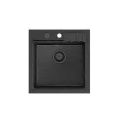 PETER 110 GraniteQ zlewozmywak granitowy pure carbon 1-komorowy z/o (50x52x20) z syfonem pure carbon