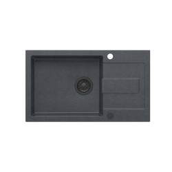 CHRISTIAN 136 XL zlewozmywak granitowy 1-komorowy czarny (78x45x18,5) z zaślepką i odpływem czarnym (komora 45x38 cm)