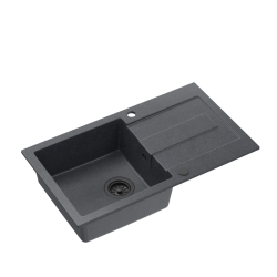 CHRISTIAN 111 zlewozmywak granitowy czarny (78x45x18,5) z zaślepką i odpływem czarnym (komora 37x38 cm)