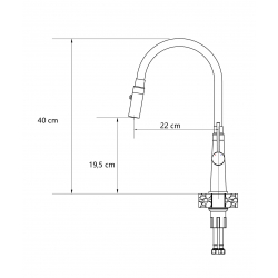 GINA SteelQ stalowa bateria kuchenna z elastyczną wylewką, stalowy / wąż beżowy