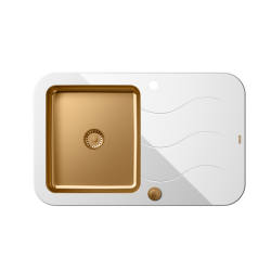 Glen 211 HardQ komora stalowa PVD miedziana z białym blatem szklanym z syfonem Push 2 Open (780x500/R35)