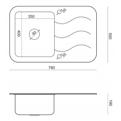 Glen 211 HardQ komora stalowa PVD miedziana z białym blatem szklanym z syfonem Push 2 Open (780x500/R35)