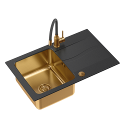 MICHAEL 111 Fusion HardRock onyx z komorą miedziana (780x480x190) z syfonem Push 2 open z baterią Maggie miedziana