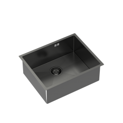 ANTHONY SteelQ zlewozmywak PVD graphite metal z syfonem 1-komorowy b/o wersja podwieszana + szablon + zaczepy