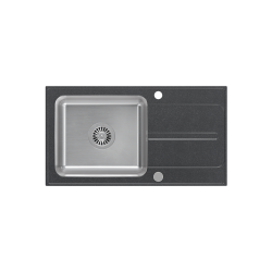 RALPH 111 Fusion GraniteQ black dotted (czarny) z komorą stalową (780x430x190) z syfonem manualnym i zaślepką