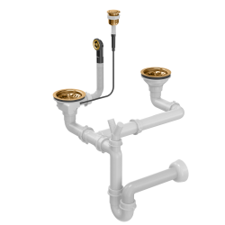 Odpływ PUSH TO OPEN 3 1/2" z syfonem 2-komorowy miedź (GRANIT-pionowy) save space, przycisk okrągły miedź