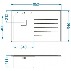 ALVEUS CRYSTALIX 10 zlewozmywak szklany czarny prawy