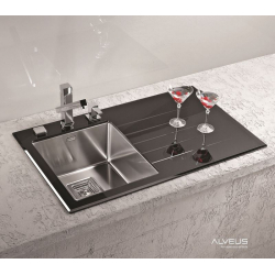 ALVEUS CRYSTALIX 10 zlewozmywak szklany czarny prawy