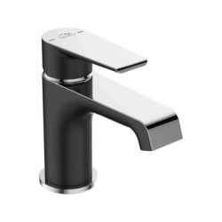 Largo - bateria umywalkowa stojąca z korkiem czarny/chrom BAH 722D