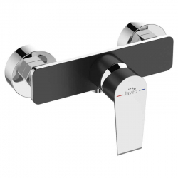 Largo -  bateria natryskowa ścienna bez zestawu natryskowego czarny/chrom BAH 740D