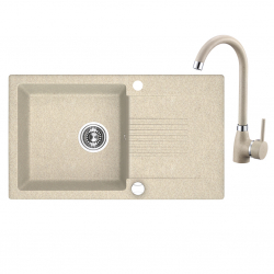 Celia - zlewozmywak 1-komorowy z ociekaczem z baterią granitową z wylewką U