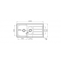 Zlewozmywak Pyramis ATHENA EXTRA (100X50) 1 1/2B 1D len 107163701