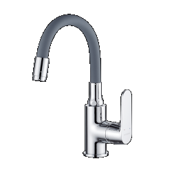 DIMA – BATERIA UMYWALKOWA STOJĄCA Z ELASTYCZNĄ WYLEWKĄ SZARY/CHROM BQD 021D